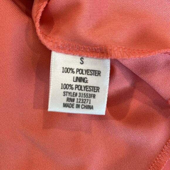 Blue Rain Short Dress Coral/Orange Halter Neck Spaghetti Strap Elastic Waist S - Picture 12 of 12